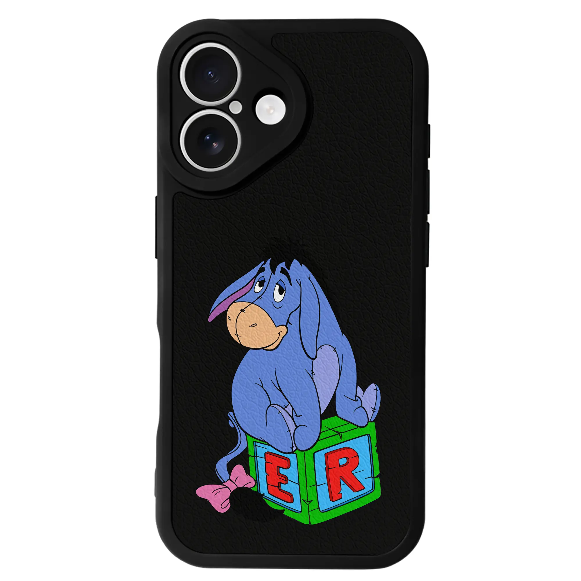 プーさん グッズ イーヨー - IPhone 16シリーズ対応 ・ シリコンスマホケース ・ レザー調 ・ 高精度フィット ・ 耐衝撃 ・ ワイヤレス充電対応 ・ 精密カット